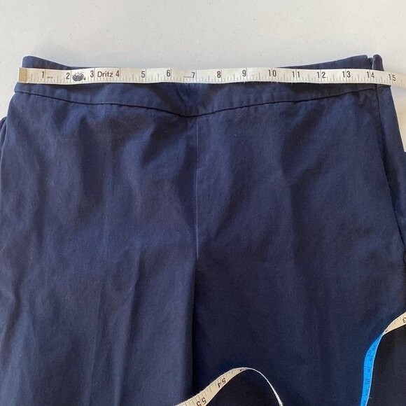 Talbots Navy Chatham Ankle Pants Stretchy Tulip Slit Hem Flat Front Side Zip - Picture 9 of 13